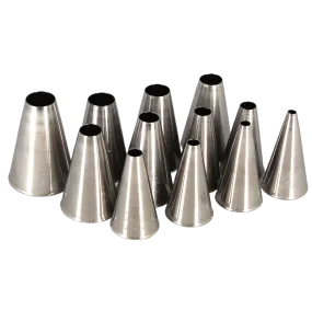 12 douilles de pâtisserie unies Ø 4 à 15 mm en inox