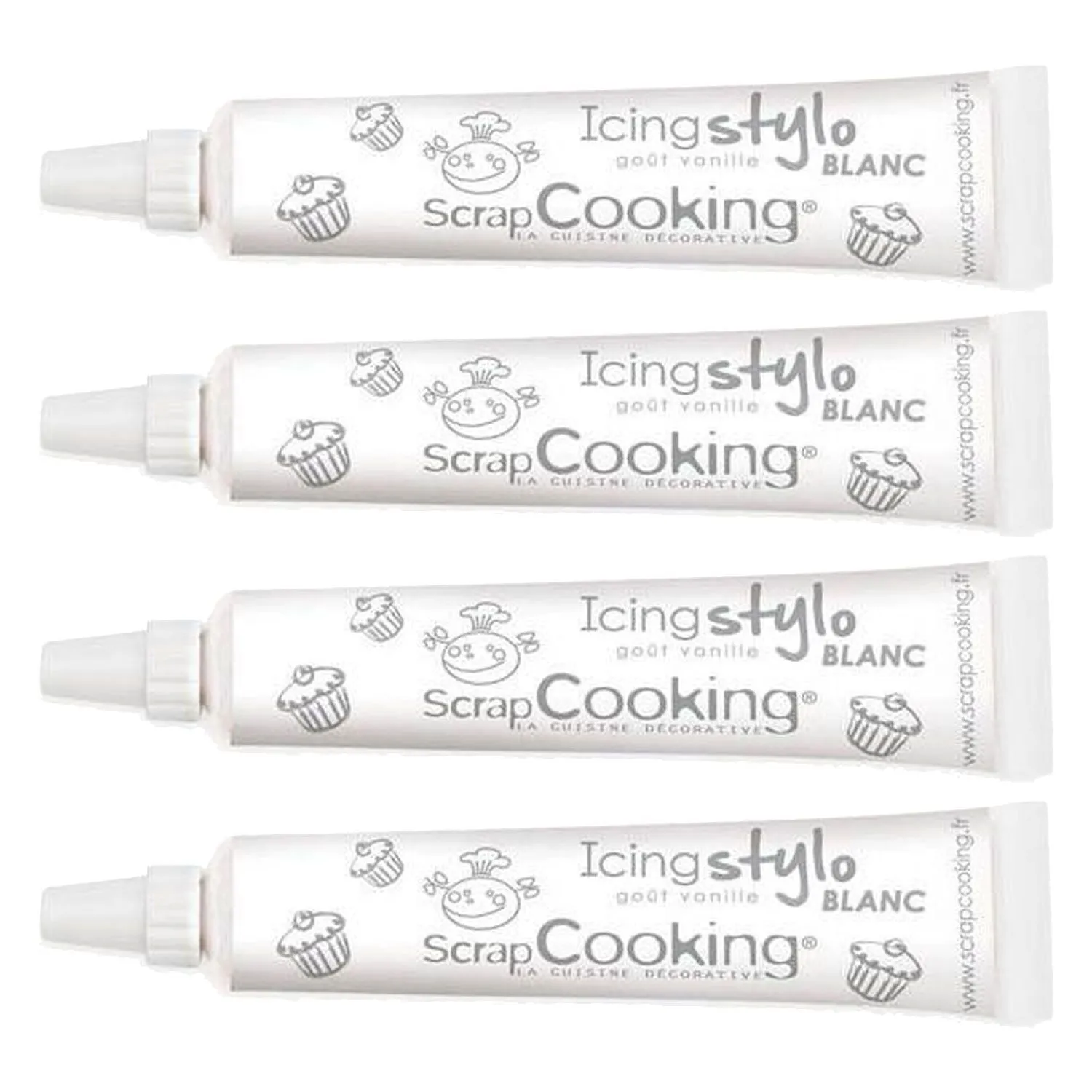 4 stylos de glaçage blancs goût vanille Scrapcooking 