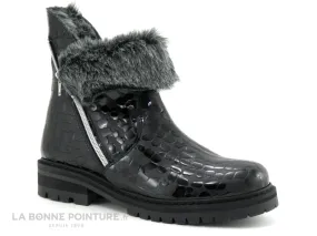 Achat chaussures Hooper Femme Boots, vente Hooper JUNO Croco noir - Bottine Femme interieur fourrure