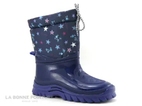 Achat chaussures ZERO faute Enfant Botte Pluie Neige, vente Botte neige Fille - Bleu marine Etoiles rose turquoise blanc