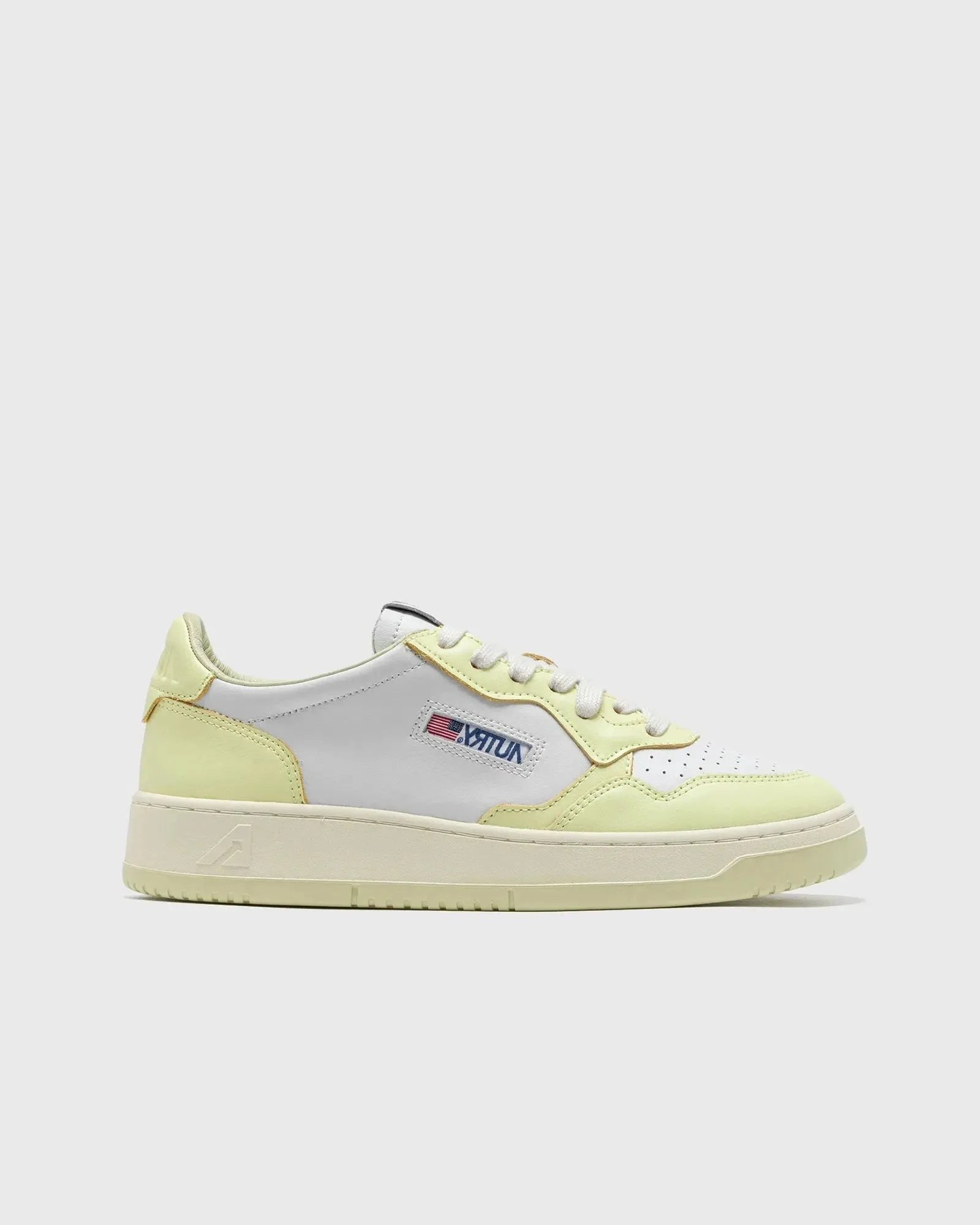 Autry - Medalist Low - Leather/Leather - White/Lime-Yellow