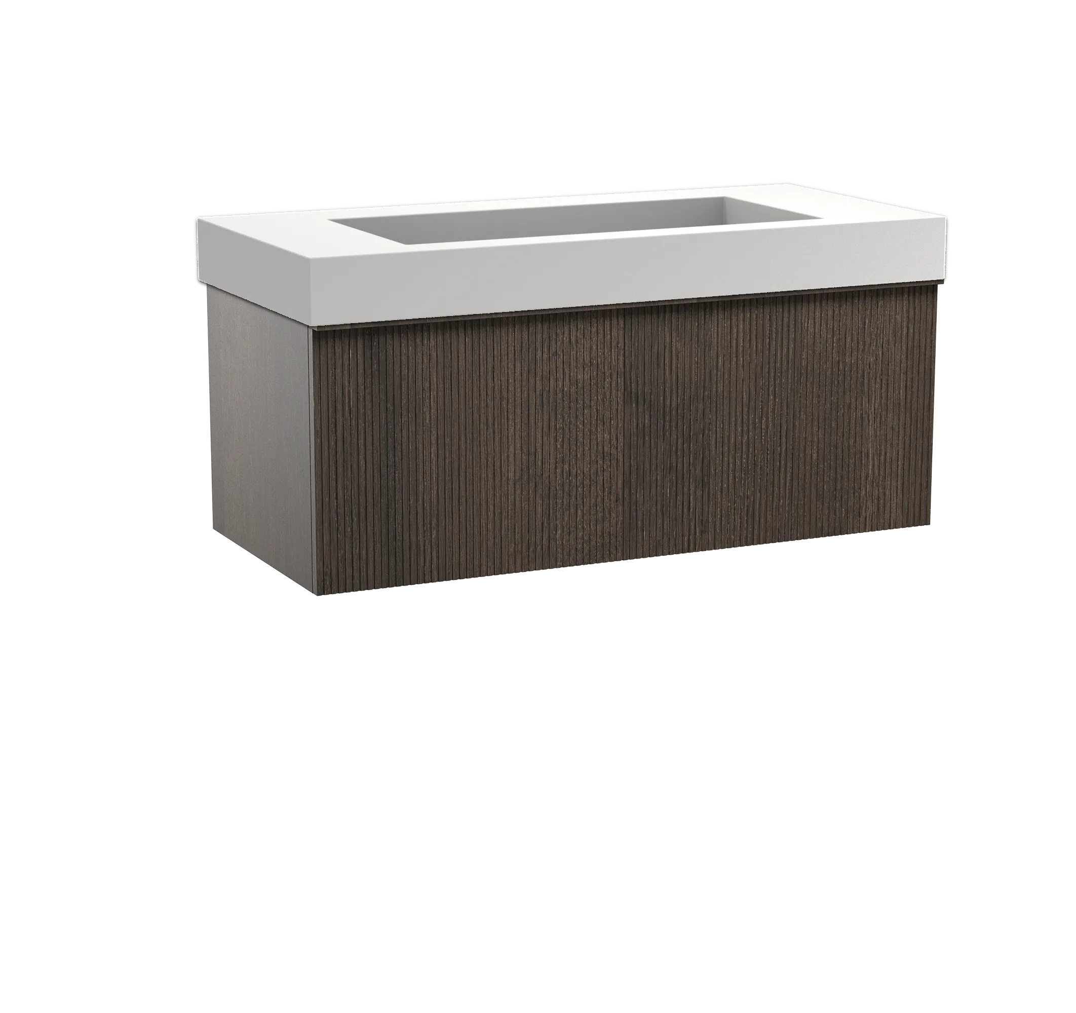 Balmani Forma meuble salle de bains suspendu 120 x 55 cm chêne fumé avec Modus plan simple pour 2 trous de robinet en solid surf