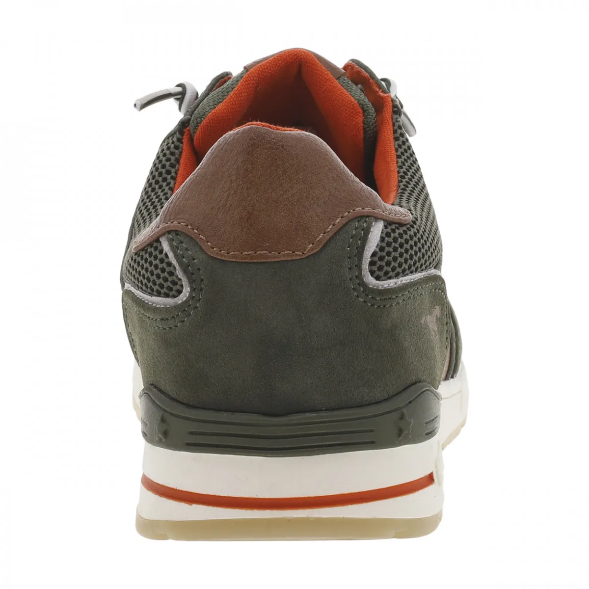 Baskets basses en Mesh et nubuck kaki à semelle running et à lacets élastiqués