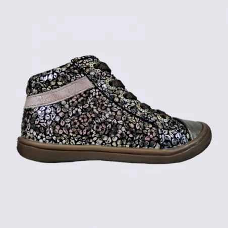 Baskets Bellamy, baskets tendances à lacets fille à fleurs rose | Igert Chaussures&Maroquinerie