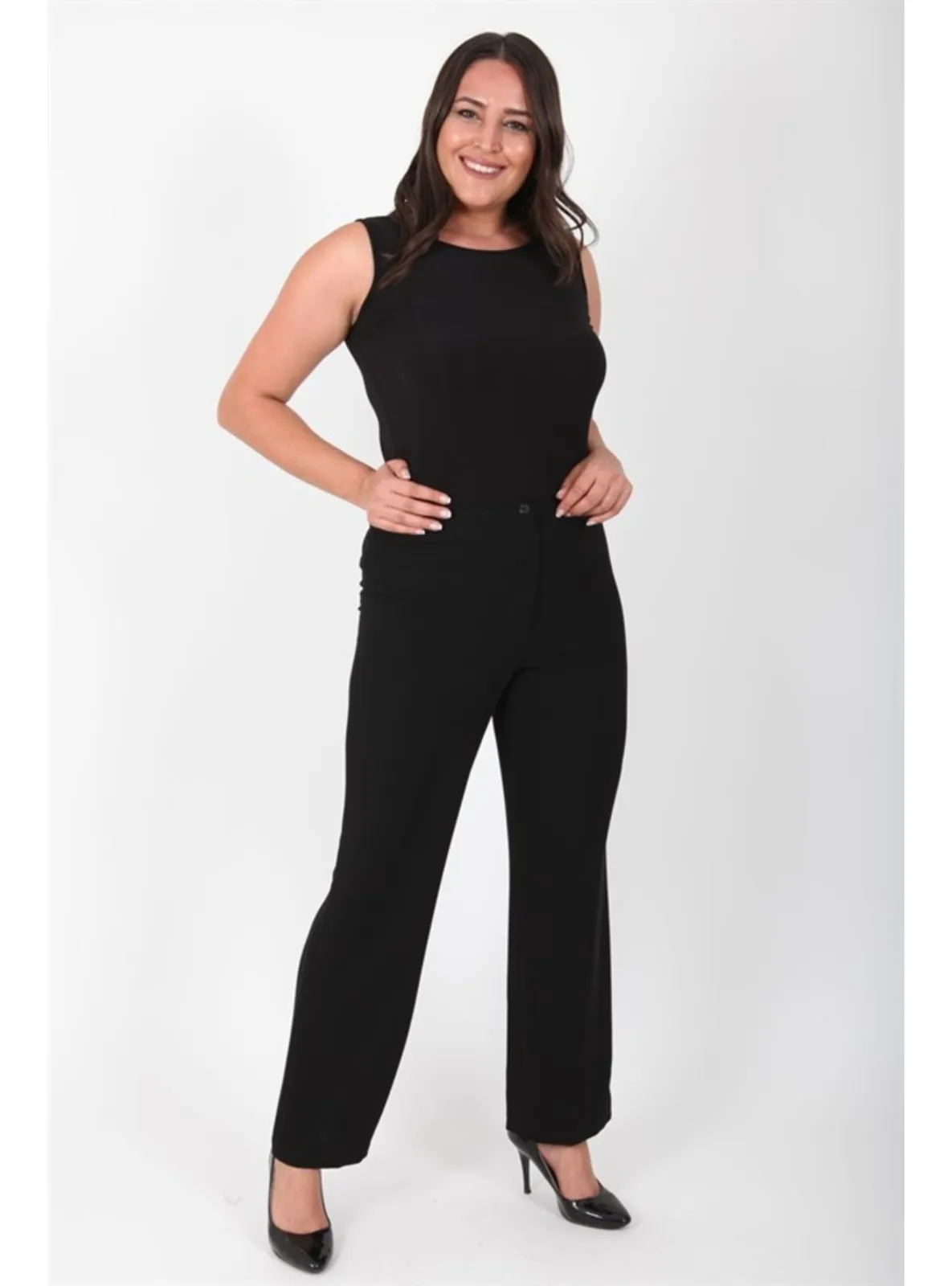 Black - Plus Size Pants - Arıkan