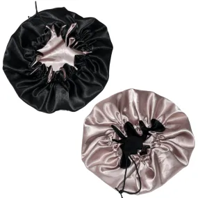 Bonnet satin réversible beige et ajustable - Bonnet de nuit - ALEGRIHEAD