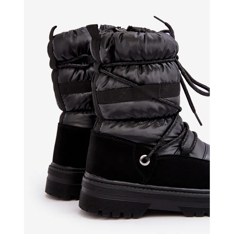 Bottes de neige imperméables pour enfants isolées en laine Noir Romaine le noir