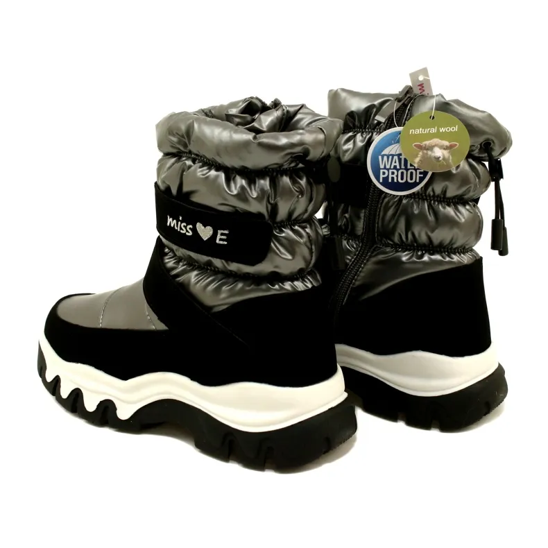 Bottes de neige imperméables pour enfants Miss Evento 23Dz23-6578 Gris-Noir le noir