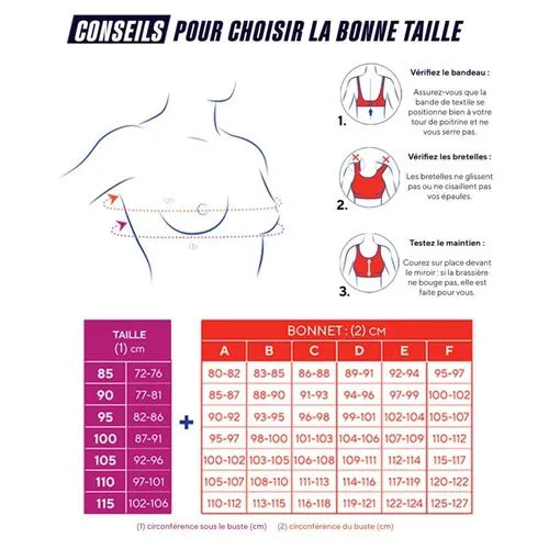 Brassière Dos Croisé Thuasne Sport Soutien gorge de sport Power Up 4, grande liberté de mouvement, bonnets sans coutures