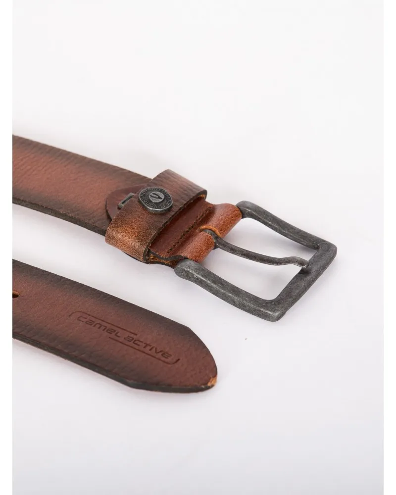 Camel Active Ceinture cuir marron avec boucle argent de 100 à 140 cm - Size-factory