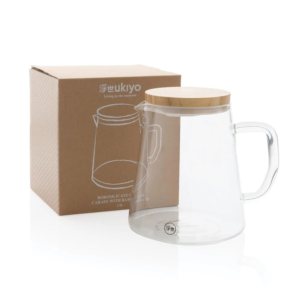 Carafe en verre avec bouchon en bambou - 1200ml - ZADIFOLD - Vertlapub