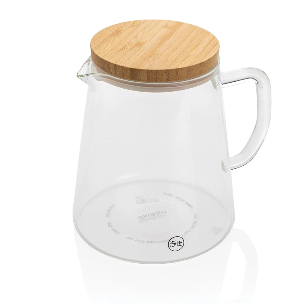 Carafe en verre avec bouchon en bambou - 1200ml - ZADIFOLD - Vertlapub