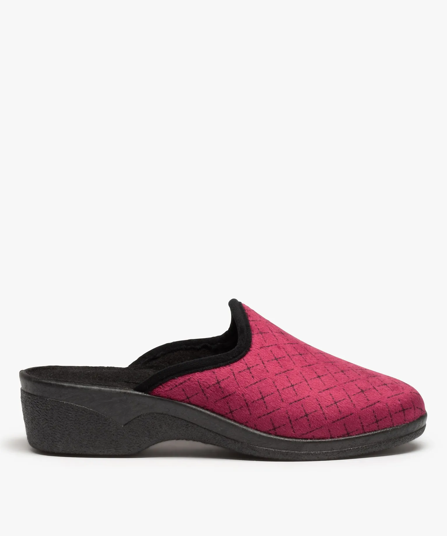 chaussons mules confort en velours imprime femme rouge