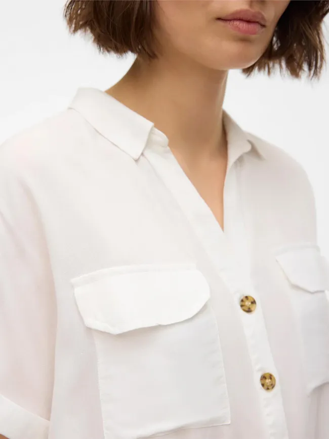 Chemisier manches courtes bumpy blanc femme - Vero Moda | wimod