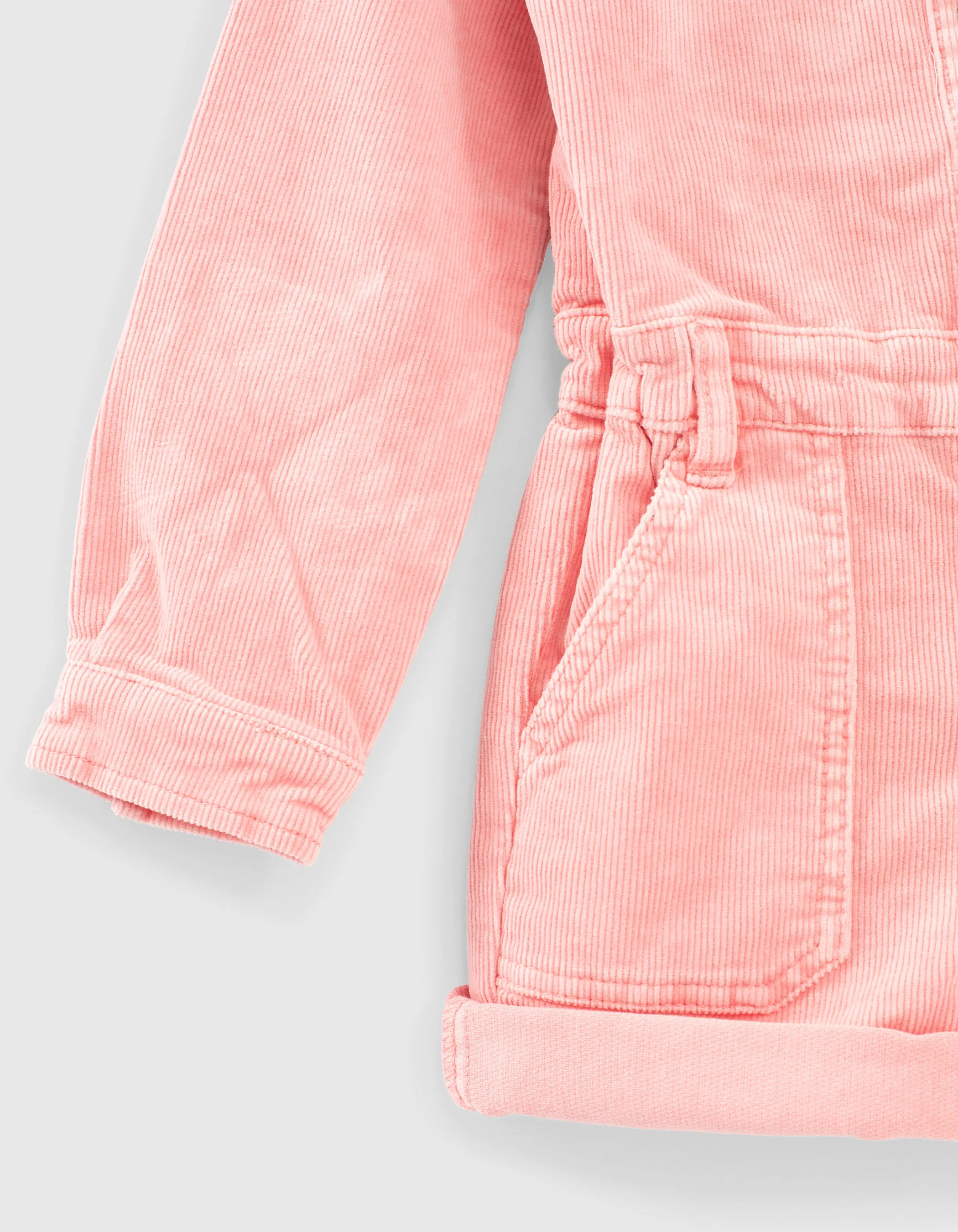 Combi short rose moyen en velours à clous fille