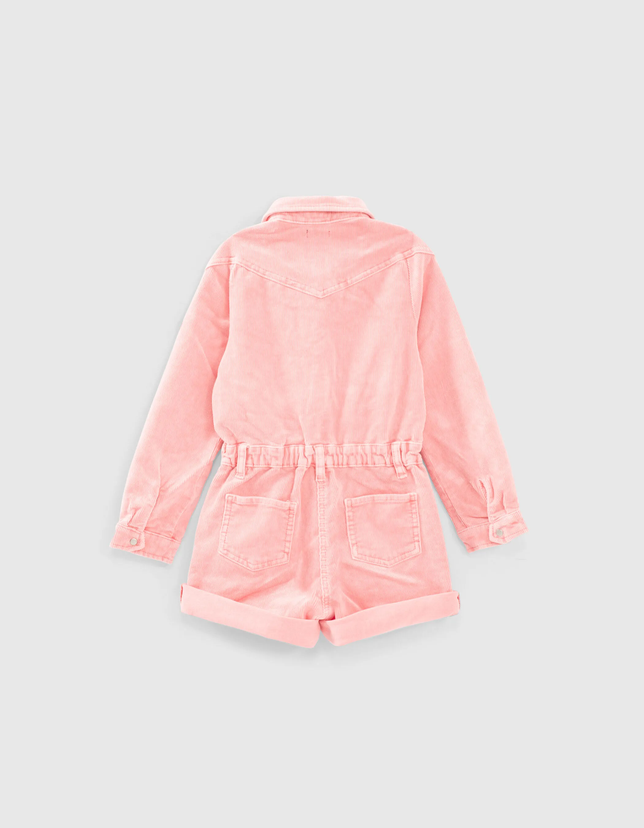 Combi short rose moyen en velours à clous fille