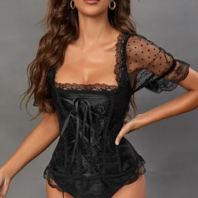 Corset à lacets noir style bustier