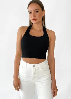 Crop top à dos-nu à encolure carrée noir