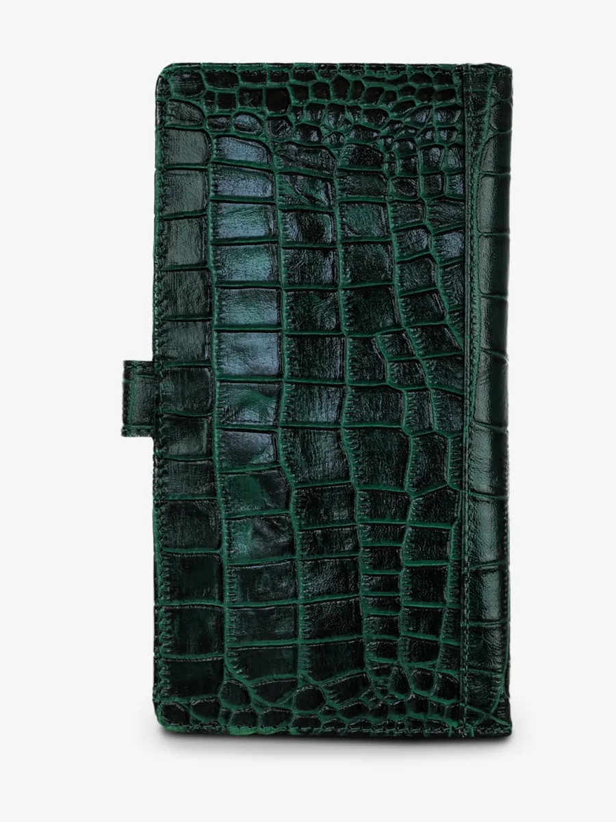 DARK GREEN LEATHER WALLET LePortefeuille Charlotte N°2 Alligator - Malachite