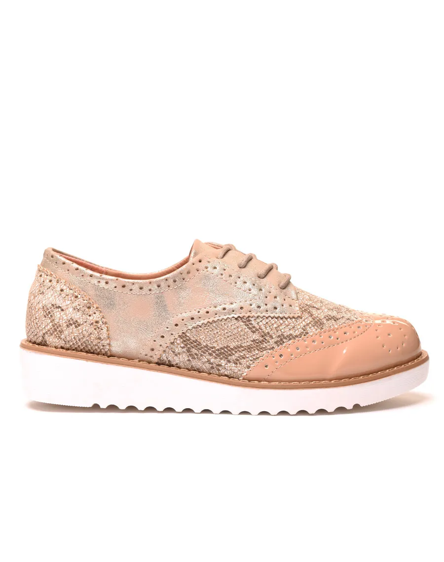 Derbies Bellucci rose pâle à lacets