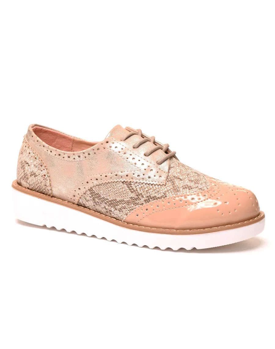 Derbies Bellucci rose pâle à lacets