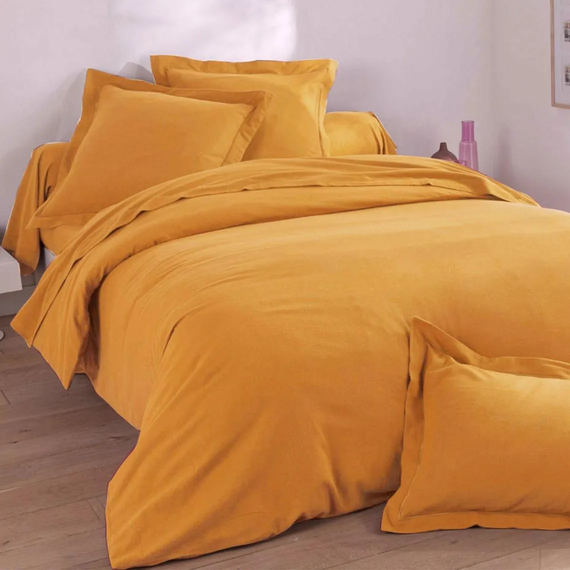 Drap-housse Uni en flanelle de coton  jaune soleil  | 3 Suisses