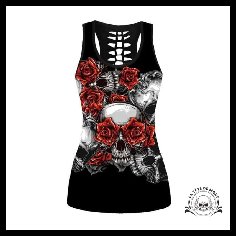 Débardeur Tête de Mort Et Roses