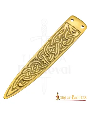 Embout de ceinture à nœuds celtiques médiévaux en laiton (9 cm.) ⚔️ Boutique