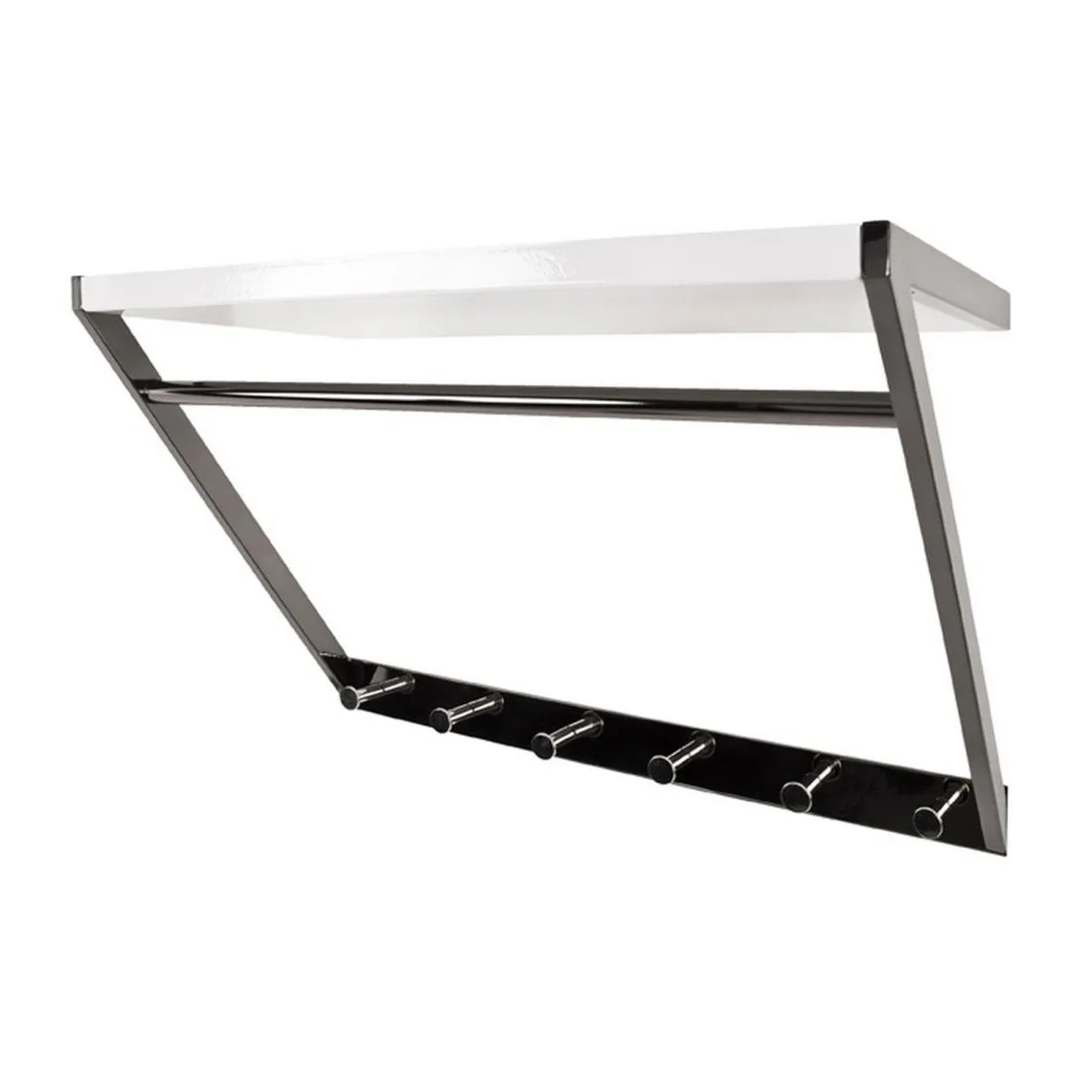 garderobe murale acier 1 étagère et 6 crochets noir | 3 Suisses