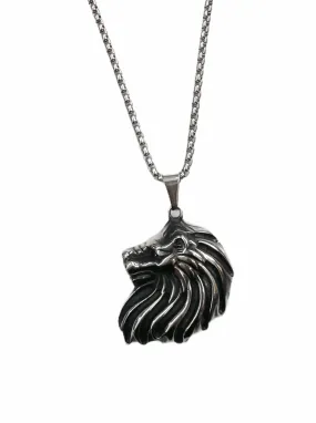 HOMME - Collier pendentif lion INOX (x2)