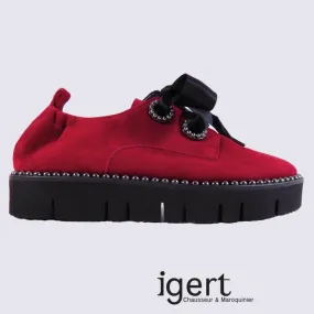 I Igert Derbys pour femme K&S en cuir rouge rock I Igert Chausseur & Maroquinier Dannemarie