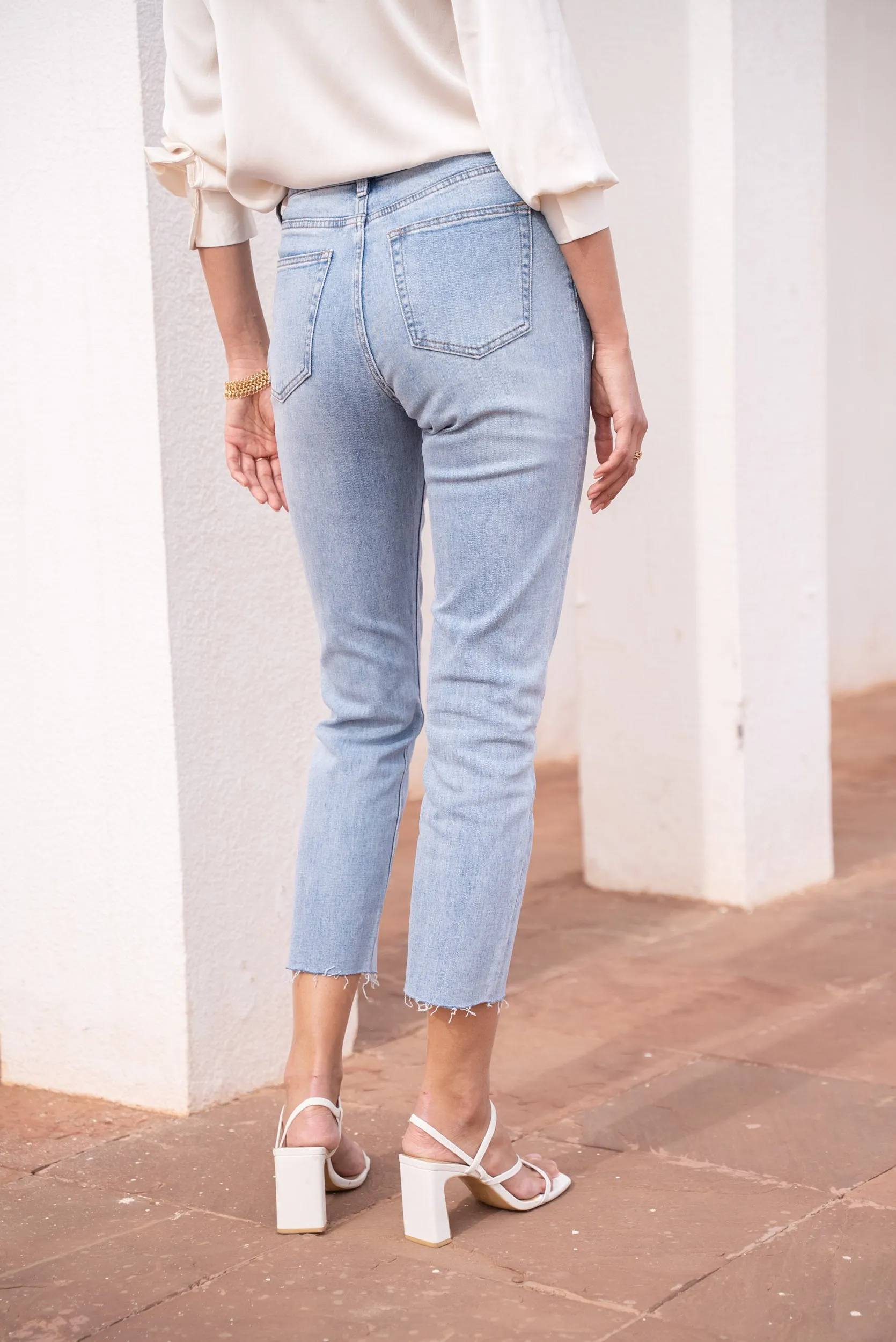 Jean isleme 7/8 bleu claire