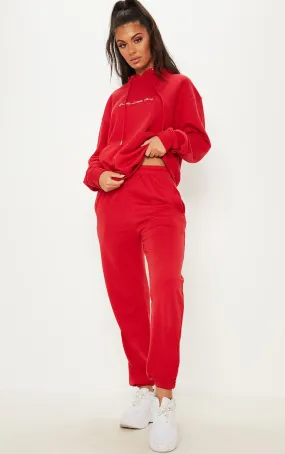 Jogging en sweat basique rouge