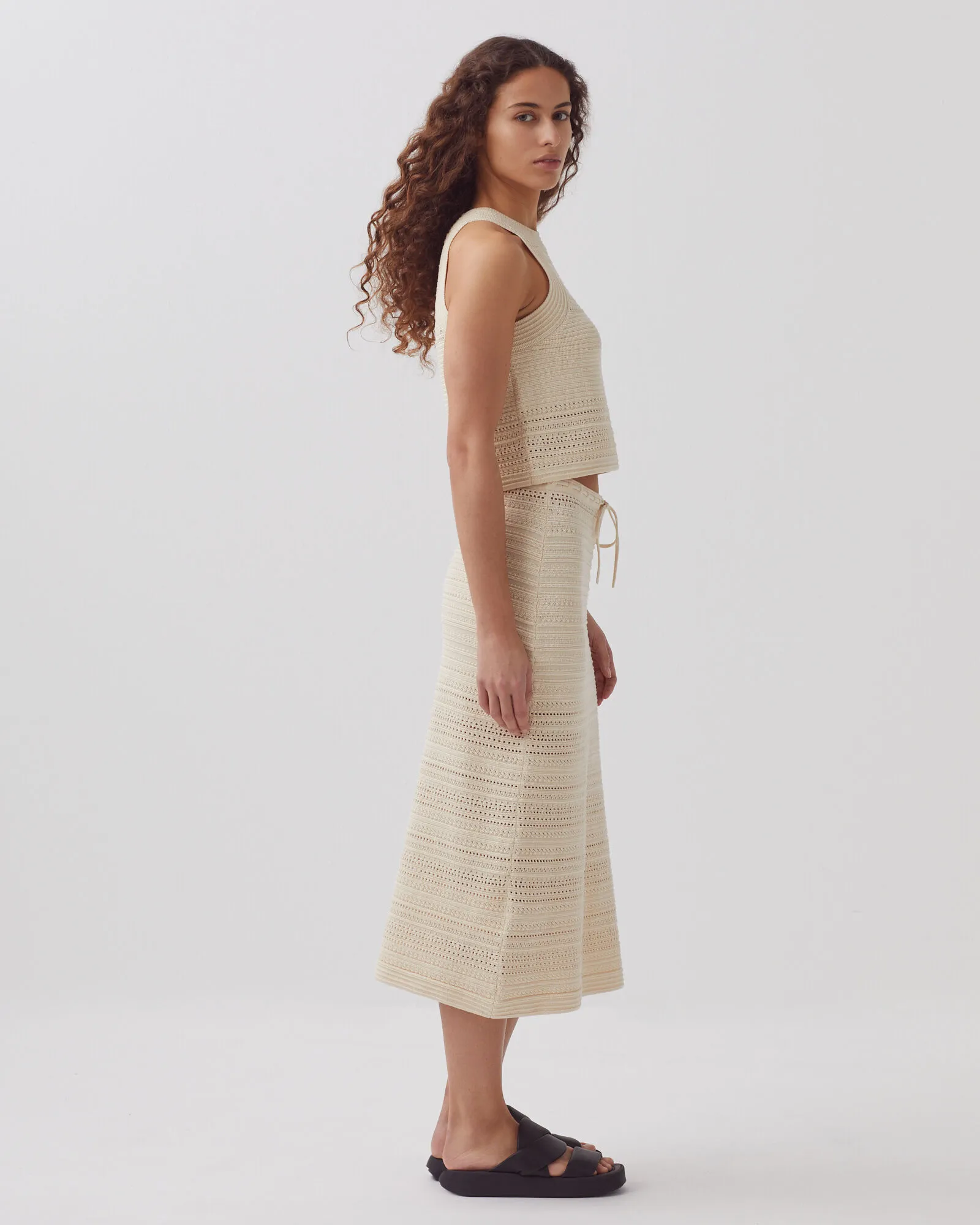 Jupe midi maille en crochet coton