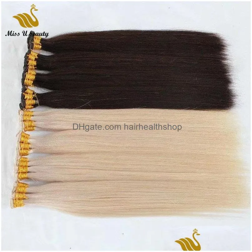 Les Cheveux Humains Tissaient 2 Paquets Remy Tie À Main Tourte De La Main De Haute Qualité Humanhair Extension En Gros Couleur P