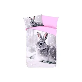 Linge de lit avec un mignon petit lapin dans la neige ⋆ Lehner Versand