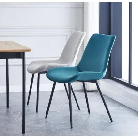 Lot de 2 chaises scandinaves en velours Bleu  | 3 Suisses