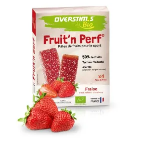 Nutrition sportive Overstim.s | Pâtes de fruits pour le sport Overstim.s Fruit'n Perf saveur Fraise en boîte de 4 pâtes de 