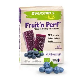 Nutrition sportive Overstim.s | Pâtes de fruits pour le sport Overstim.s Fruit'n Perf saveur Myrtille sauvage en boîte de 4