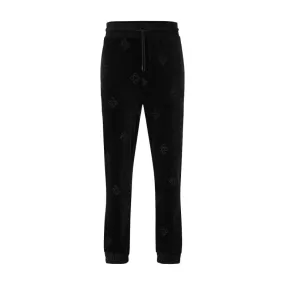 PANTALON DE JOGGING DABOON HUGO NOIR EN VELOURS DE COTON MÉLANGÉ A LOGOS