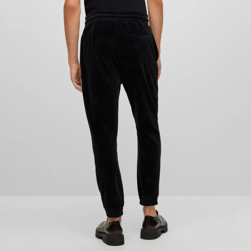 PANTALON DE JOGGING DABOON HUGO NOIR EN VELOURS DE COTON MÉLANGÉ A LOGOS