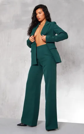 Pantalon de tailleur ample tissé vert forêt à taille haute