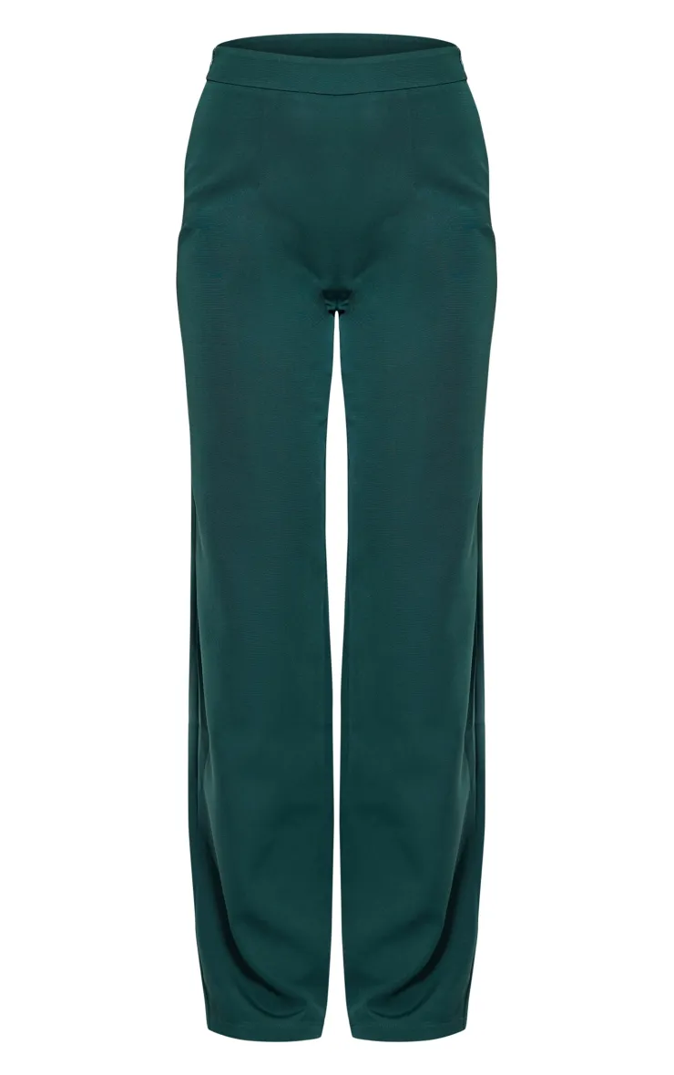 Pantalon de tailleur ample tissé vert forêt à taille haute