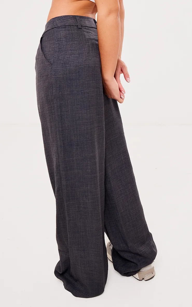 Pantalon de tailleur deluxe gris anthracite chiné coupe droite avec plis devant