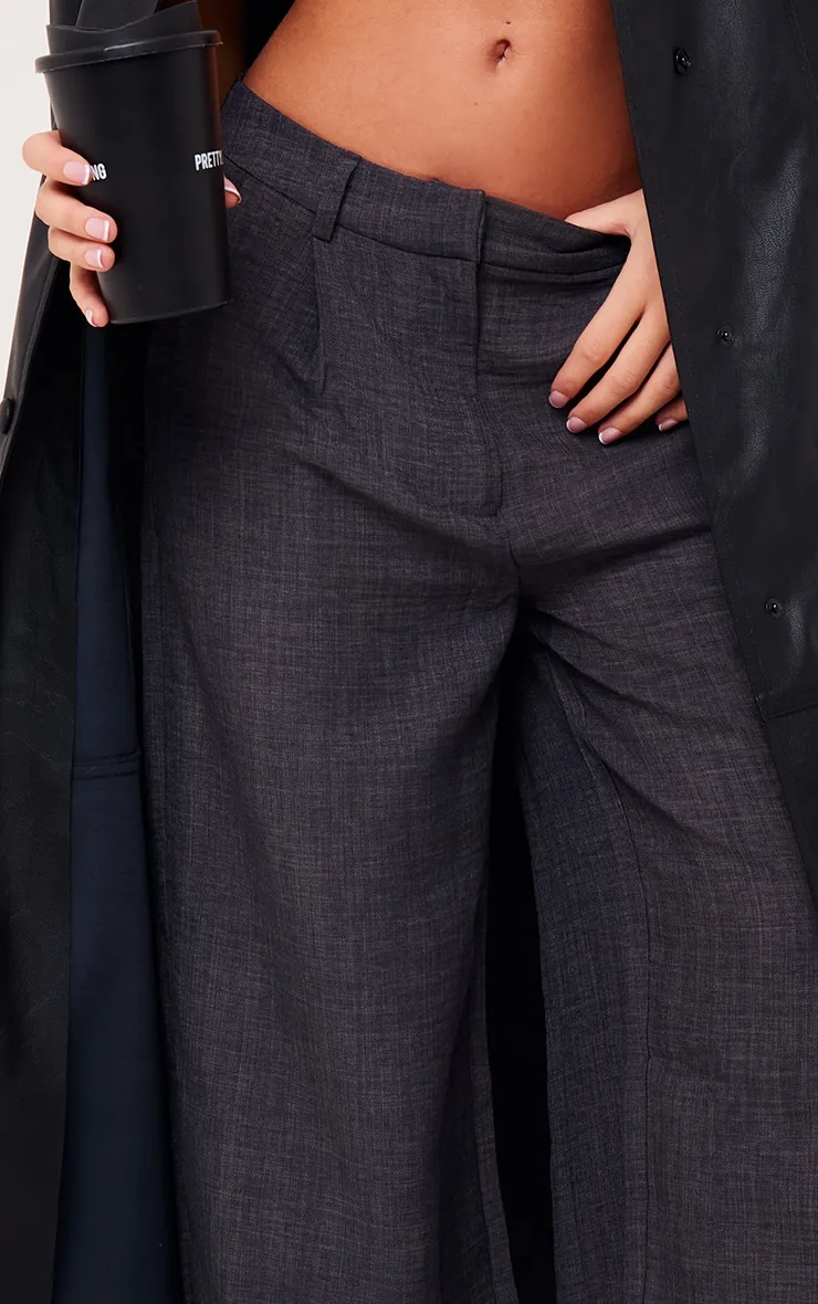 Pantalon de tailleur deluxe gris anthracite chiné coupe droite avec plis devant