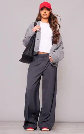 Pantalon de tailleur deluxe gris anthracite coupe droite avec plis devant