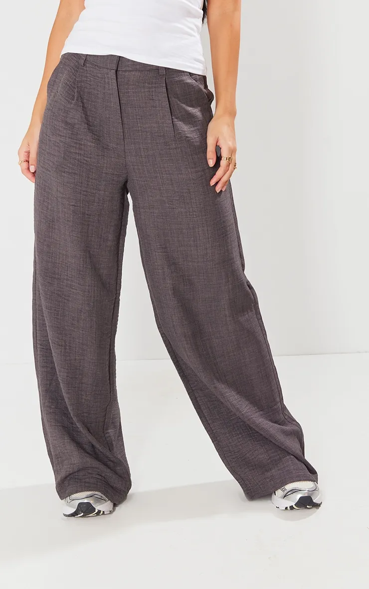 Pantalon de tailleur deluxe gris foncé coupe droite avec plis devant