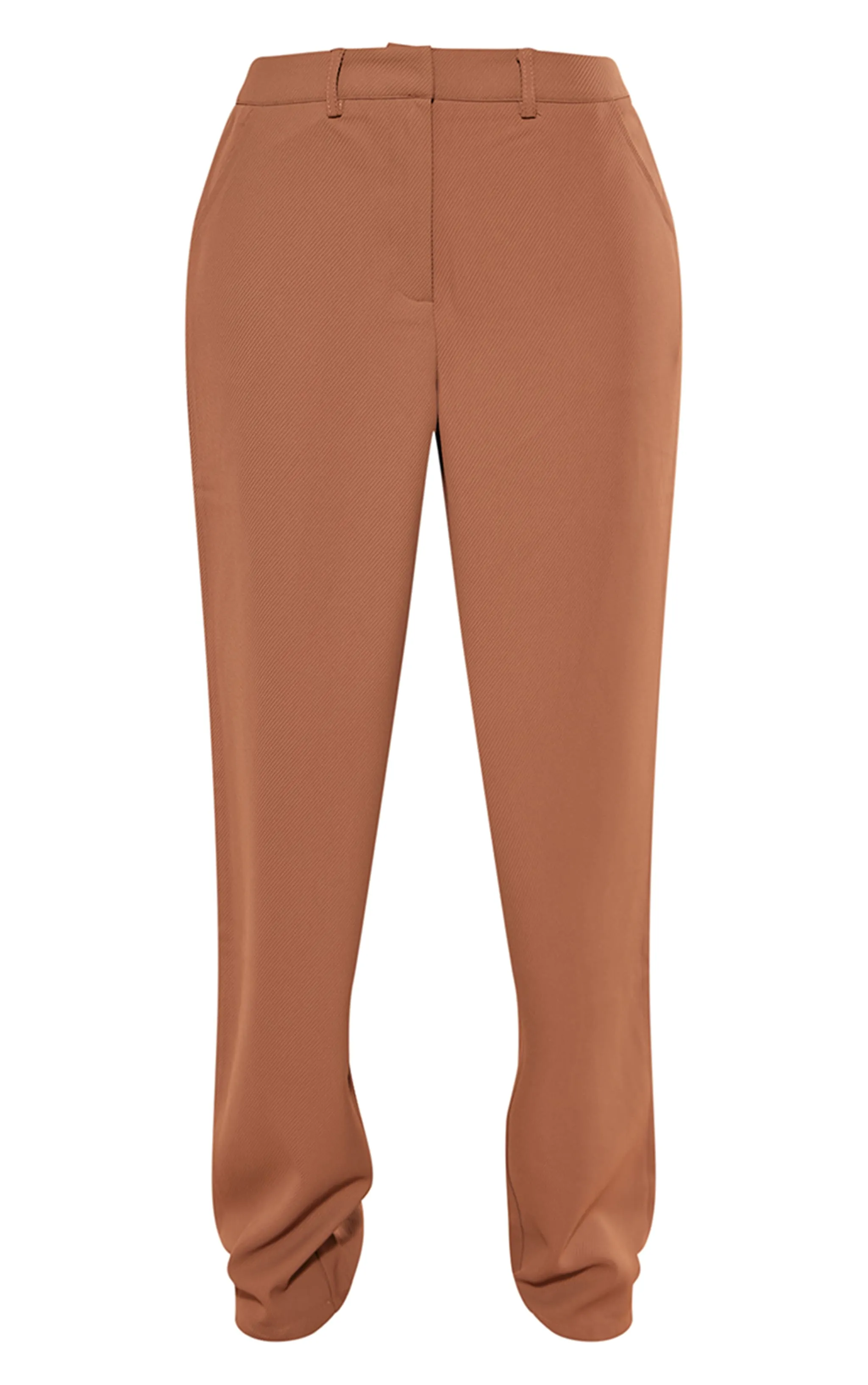 Pantalon de tailleur droit taupe deluxe texturé à détail coutures