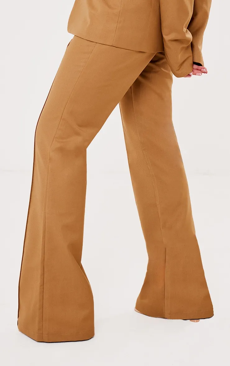 Pantalon de tailleur flare gris pierre foncé tissé