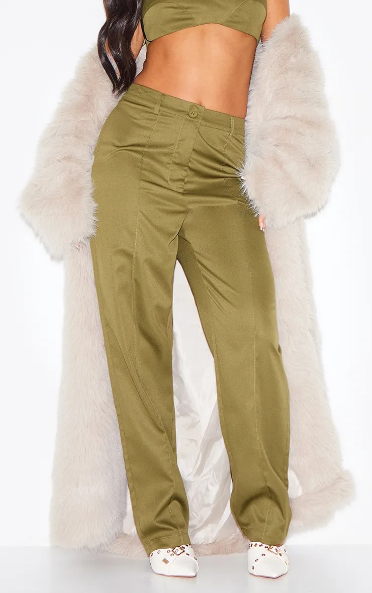 Petite Pantalon de tailleur droit vert olive